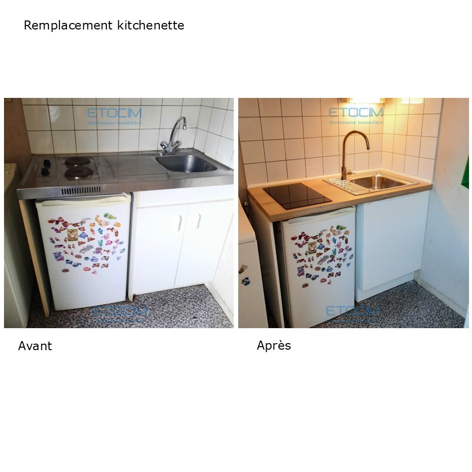 Remplacement kitchenette locatif cuisine